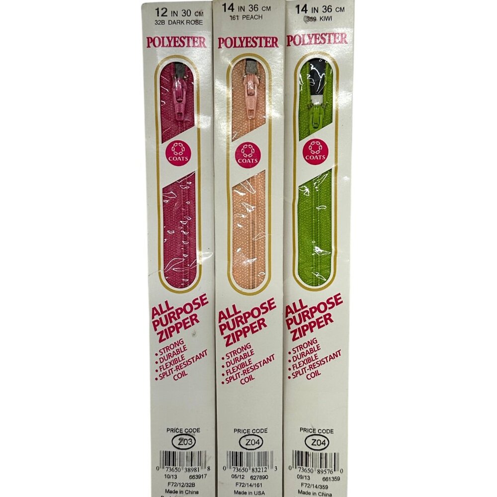 Coats & Clark All Purpose Zippers - Set of 3